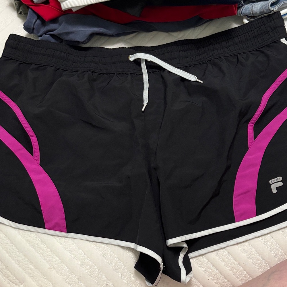 Fila Women's Black Shorts with Pink Accents